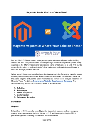 Magento Vs Joomla_ What’s Your Take on These