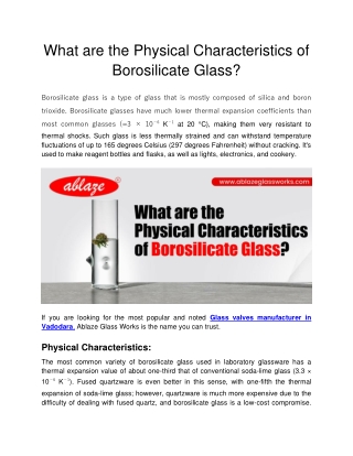 Ablaze Glass Works - What are the Physical Characteristics of Borosilicate Glass