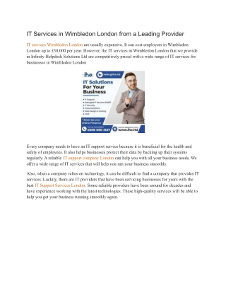 IT Services in Wimbledon London from a Leading Provider