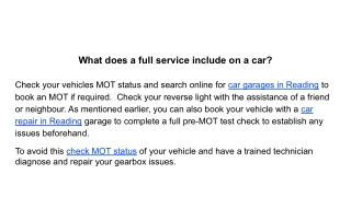 What does a full service include on a car_