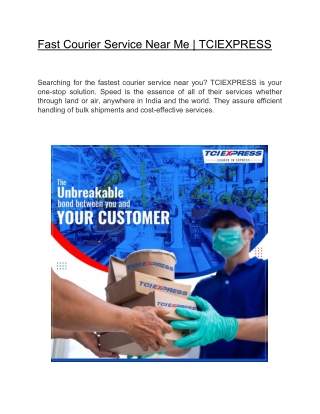 Fast Courier Service Near Me | TCIEXPRESS