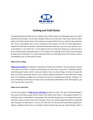 Cooling and Cold Chains