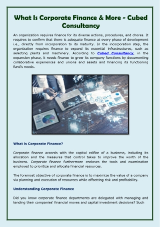 Cubed Consultancy - What Is Corporate Finance & More-converted