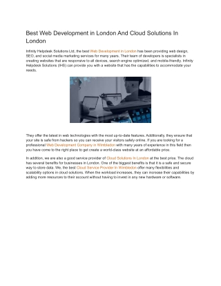 Best Web Development in London And Cloud Solutions In London