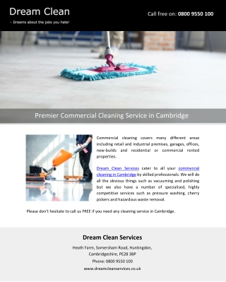 Premier Commercial Cleaning Service in Cambridge