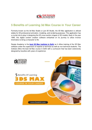 5 Benefits Of Learning 3d max course in your career
