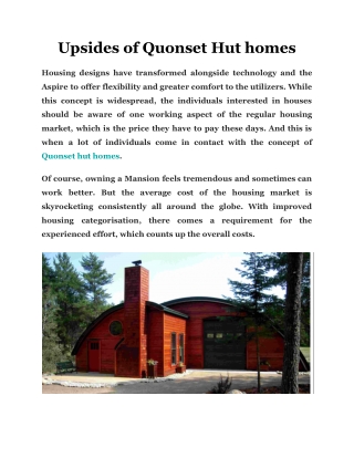 Upsides of Quonset Hut homes