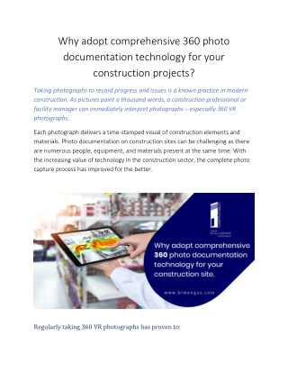 Why adopt comprehensive 360 photo documentation technology for your construction site