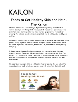 Foods to Get Healthy Skin and Hair - The Kailon