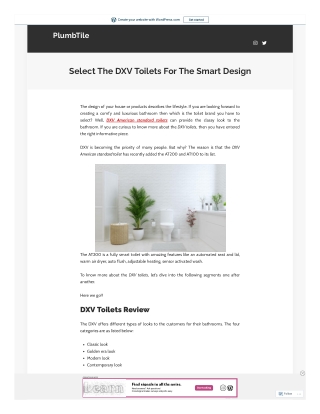 Select The DXV Toilets For The Smart Design