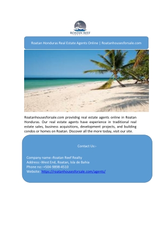 Roatan Honduras Real Estate Agents Online | Roatanhousesforsale.com