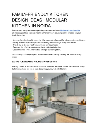 FAMILY-FRIENDLY KITCHEN DESIGN IDEAS | MODULAR KITCHEN IN NOIDA