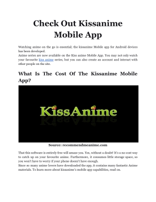 Check Out Kissanime Mobile App