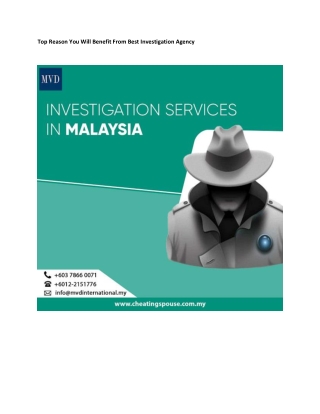 Top Reason You Will Benefit From Best Investigation Agency