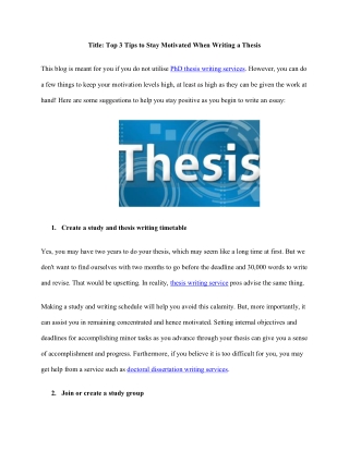 Top 3 Tips to Stay Motivated When Writing a Thesis