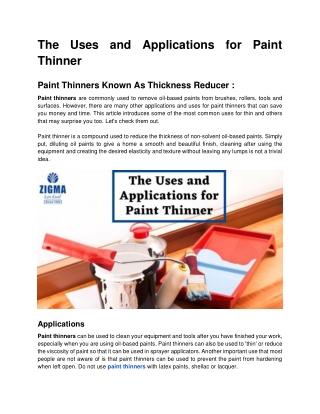 The Uses and Applications for Paint Thinner - article