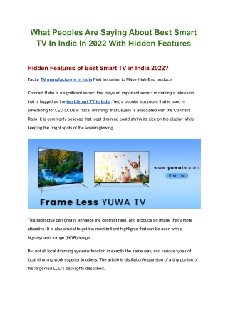 What People Are Saying About Best Smart TV In India In 2022 With Hidden Features