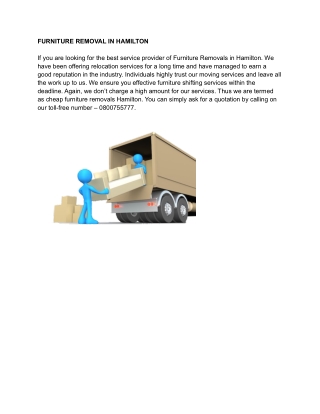 FURNITURE REMOVAL IN HAMILTON