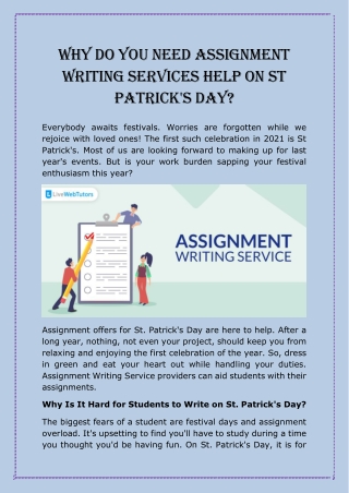 Why do you need assignment writing services help on St Patrick's Day