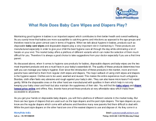 What Role Does Baby Care Wipes and Diapers Play