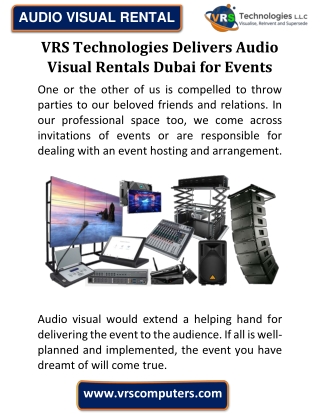 VRS Technologies Delivers Audio Visual Rentals Dubai for Events