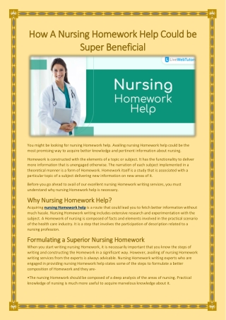 How to get the finest Nursing Homework