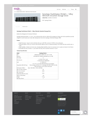 Synology RackStation RS2421  12Bay Network Attached Storage Drive
