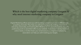 Which is the best digital marketing company Gurgaon & why need internet marketing company in Gurgaon_