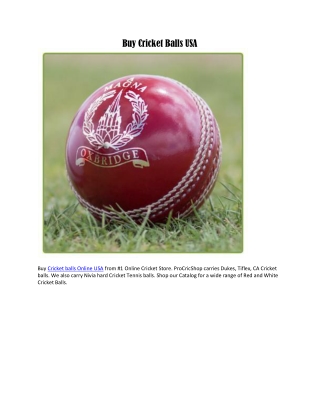 Buy Cricket Balls USA