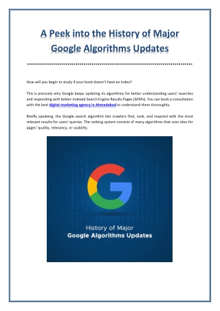 History of Major Google Algorithms Updates