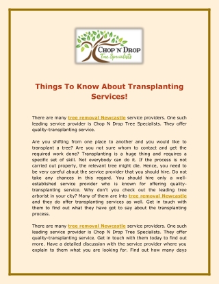 Things To Know About Transplanting Services