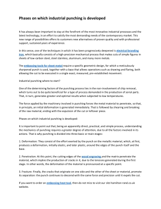 Phases on which industrial punching is developed