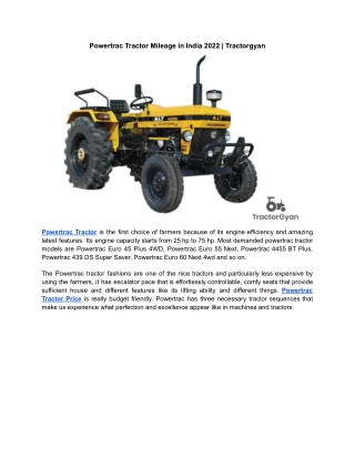 Powertrac Tractor Mileage in India 2022 | Tractorgyan