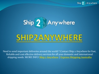 Cloud Based Shipping Solutions Australia - Ship2Anywhere