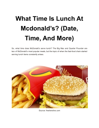 What Time Is Lunch At Mcdonald’s