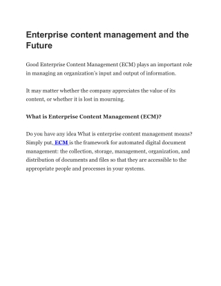 Enterprise content management and the Future