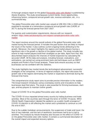 Perovskite Solar Cells Market | Share, Trends & Analysis by 2027