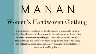 Women's Handwoven Clothing - Manan Design