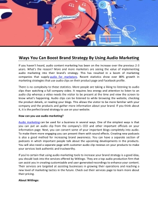 Ways You Can Boost Brand Strategy By Using Audio Marketing