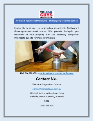 Cockroach Pest Control Melbourne | Thelocalguyspestcontrol.com.au