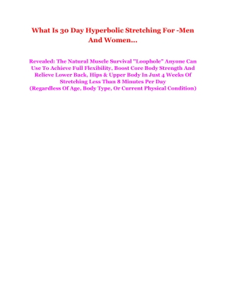 What Is 30 Day Hyperbolic Stretching For -Men And Women