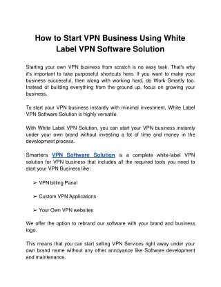 How to Start Own VPN Business Using White Label VPN Software Solution