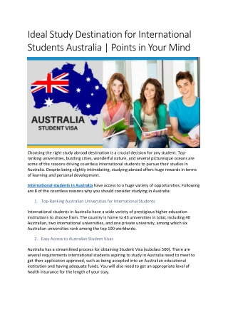 Ideal Study Destination for International Students Australia