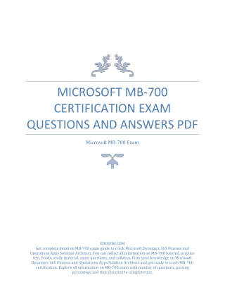 Microsoft MB-700 Certification Exam Questions and Answers PDF