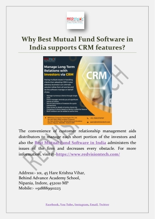 Why Best Mutual Fund Software in India supports CRM features