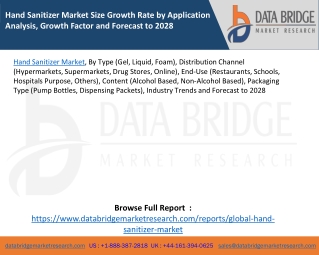Hand Sanitizer Market Size Growth Rate by Application Analysis, Growth Factor and Forecast to 2028