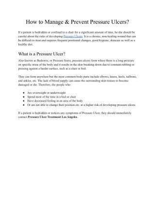 How to Manage & Prevent Pressure Ulcers