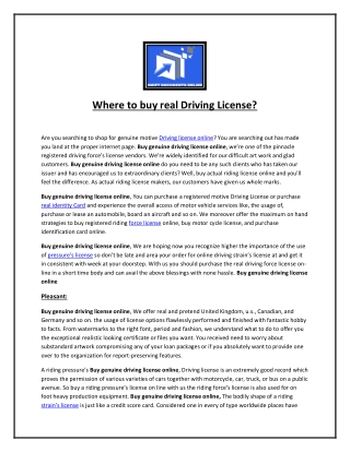 Where to buy real Driving License?
