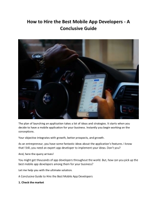 How to Hire the Best Mobile App Developers - A Conclusive Guide