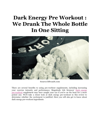 Dark Energy Pre Workout _ We Drank The Whole Bottle In One Sitting